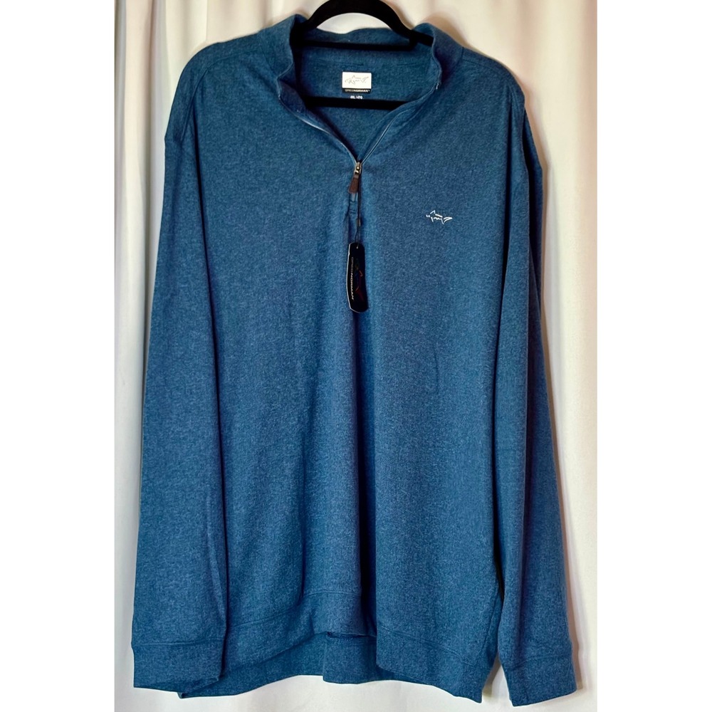 NWT Greg Norman Mens 4XL Blue Heathered Quarter Zip Pullover Golf Shirt G7XLK200